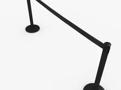 3D Airport Stanchions Black Long 3D model