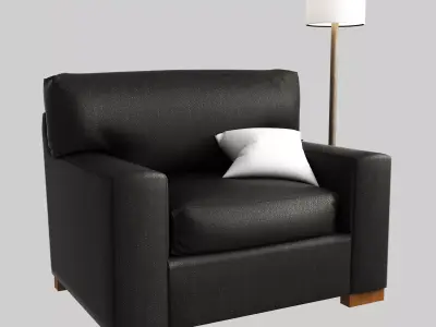 Comfort Square Arm Upholstered Twin Armchair Sleeper 3D model