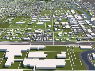 Lansing Michigan USA 50x50km 3D City Map 3D model