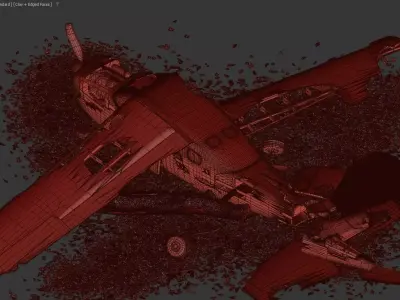 Destroyed Cessna 172 Skyhawk Wreckage Overgrown Forest Crash 3D model