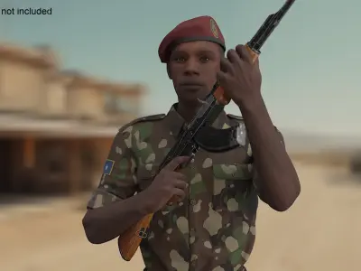  Armed AK-47 Soldier in Uniform Fur 