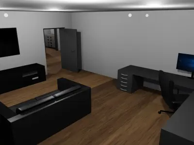 3D House modern at night Free low-poly 3D model