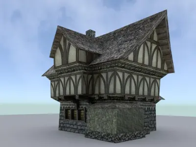 Medieval Town House Low-poly 3D model get
