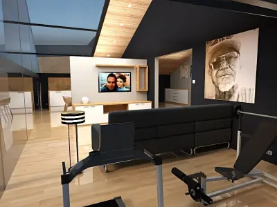 modern house on 2 floors Free low-poly 3D model