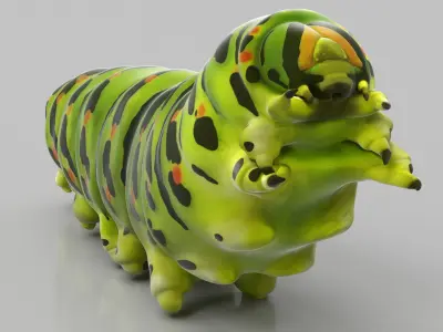  Caterpillar Crawling Animated Rigged for Maya 