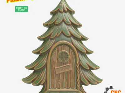 Fairy Christmas House Tree Functional Fantasy Model CNC 3D Print 3D print model