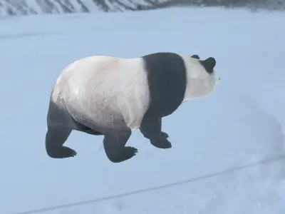 Panda bear in snow Low-poly 3D model