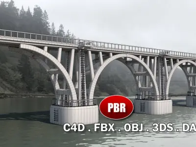 Modular River Railway Bridge 3D model