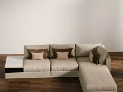 Cozy Sectional Sofa Low-poly 3D model