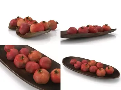 Pomegranate pomegranates in bowl on table 3D model