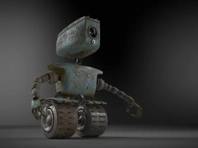 Robot rusty Low-poly 3D model