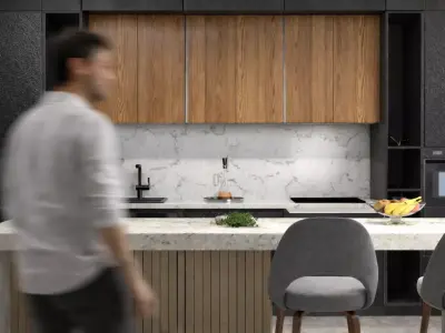Modern Minimalist Kitchen Interior   3D model