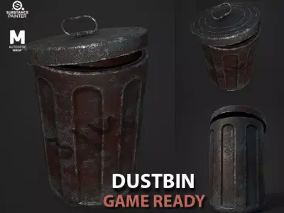 Trash Can  Low-poly 3D model
