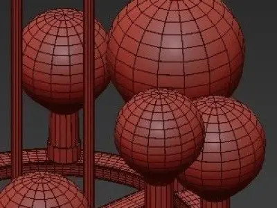 ALCHEMY chandelier with four balls hanging from it 3D model