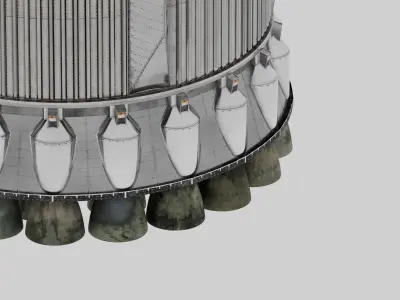 StarShip and Super Heavy Booster and Launch Tower 3D model