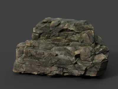 Low poly Mossy Sharp Modular Rock 211210 Low-poly 3D model