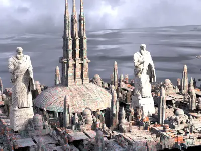 Star wars style Blocks with Domes  chancellors Dome Kit bash 3D model