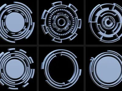 150 Sci-fi Hologram Base Mesh Pack 3D model