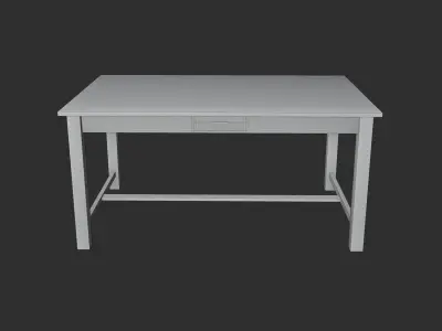 Simple Wooden Study Table with Drawer - Black Wood Free low-poly 3D model
