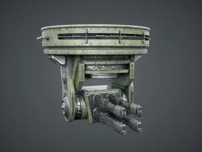 Sci-Fi Turret Gun Low-poly 3D model