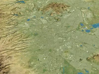 Mexico City - Topography Terain Low-poly 3D model