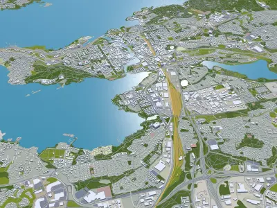 Tampere Finland 60km Low-poly 3D model