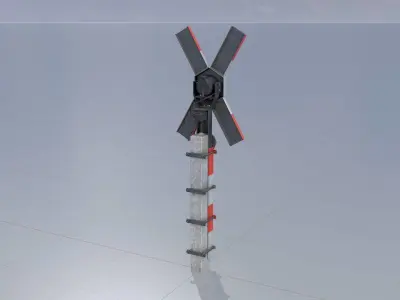 Railway crossing traffic light GDR Version Low-poly 3D model