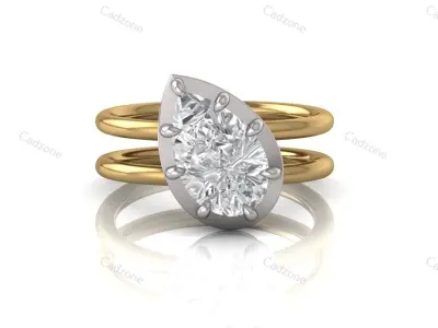 Double Band Pear-Cut Diamond Ring 3D Model 3D print model