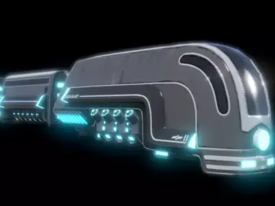 Sci-fi train with wagon Low-poly 3D model