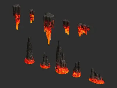 Lava Rocks Combo Low-poly 3D model