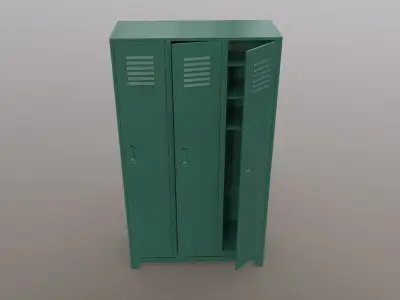 PBR School Gym Locker 08 - Green Dark Low-poly 3D model