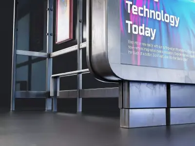 Modern Bus Stop Shelter Low-poly 3D model
