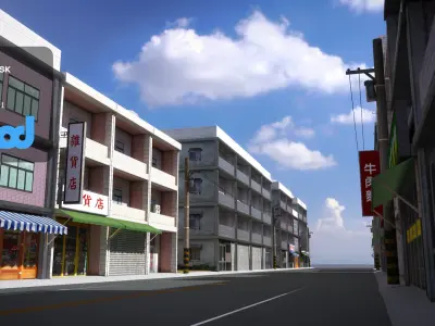 TW Street with Livingroom 02 3D model