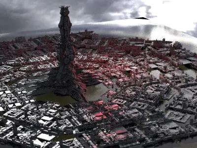 Sci Fi Skeleton towers 1 3D model