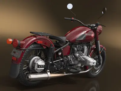  Retro Ural M70 Motorbike Maroon 