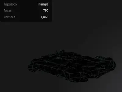 Mossy and Broken Stone Walls with Floor Tile Low-poly 3D model