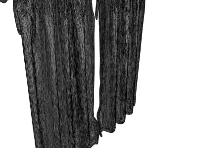 Modern Orange Velvet Curtains Set Low-poly 3D model