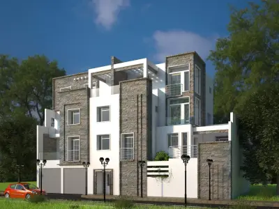 Modern Villa design exterior visualisation house 3D model