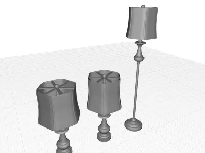 Cathleen Floor and Table Lamp Light  Set 3D model