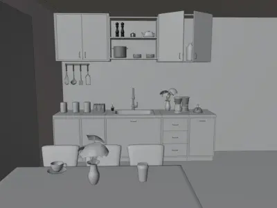 3D Kitchen Interior Free 3D model