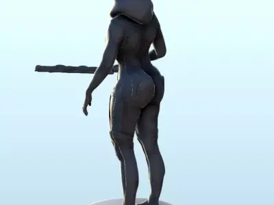 Sexy humanoid alien warrior with sword 11 - Future Sci-Fi SF Pos 3D print model