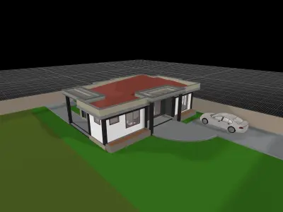 Small 3 bedroom Modern Bungalow 3D model