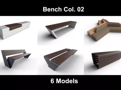 Bench Col02 - 6 Models  3D Model Pack