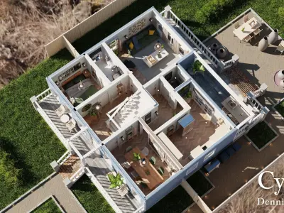 Modular Classic Style American House 11 Low-poly 3D model