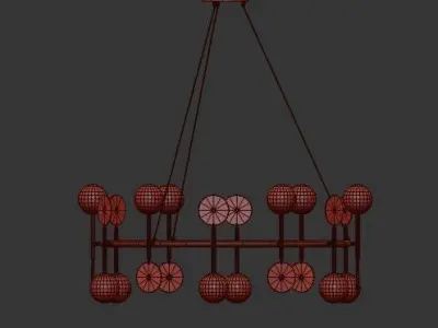 SANTA gold and sphere chandelier 3D model