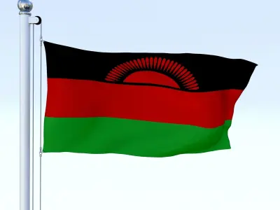 Animated Malawi Flag Low-poly 3D model