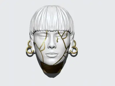 Girl face mask wall art 3D print model
