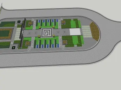 Symmetrical garden theme park 3d sketchup model 3D model