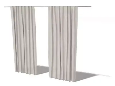 Two Sets Of White Hanging Drapes For Windows 3D model