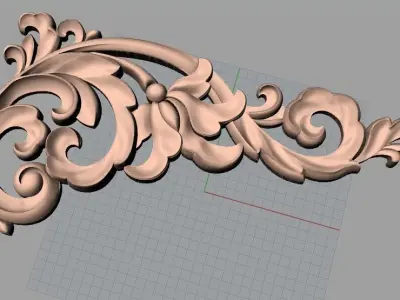 Furniture decorative corner flower 3D STL model for CNC E871 3D model